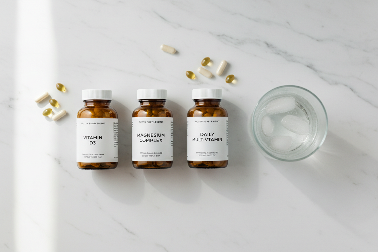 Essential supplements in bottles — guide to choosing the right supplements for busy adults over 30
