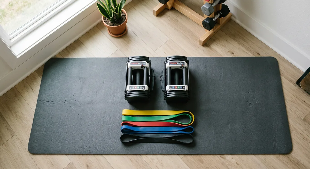 Adjustable dumbbells home gym setup for busy professionals over 30