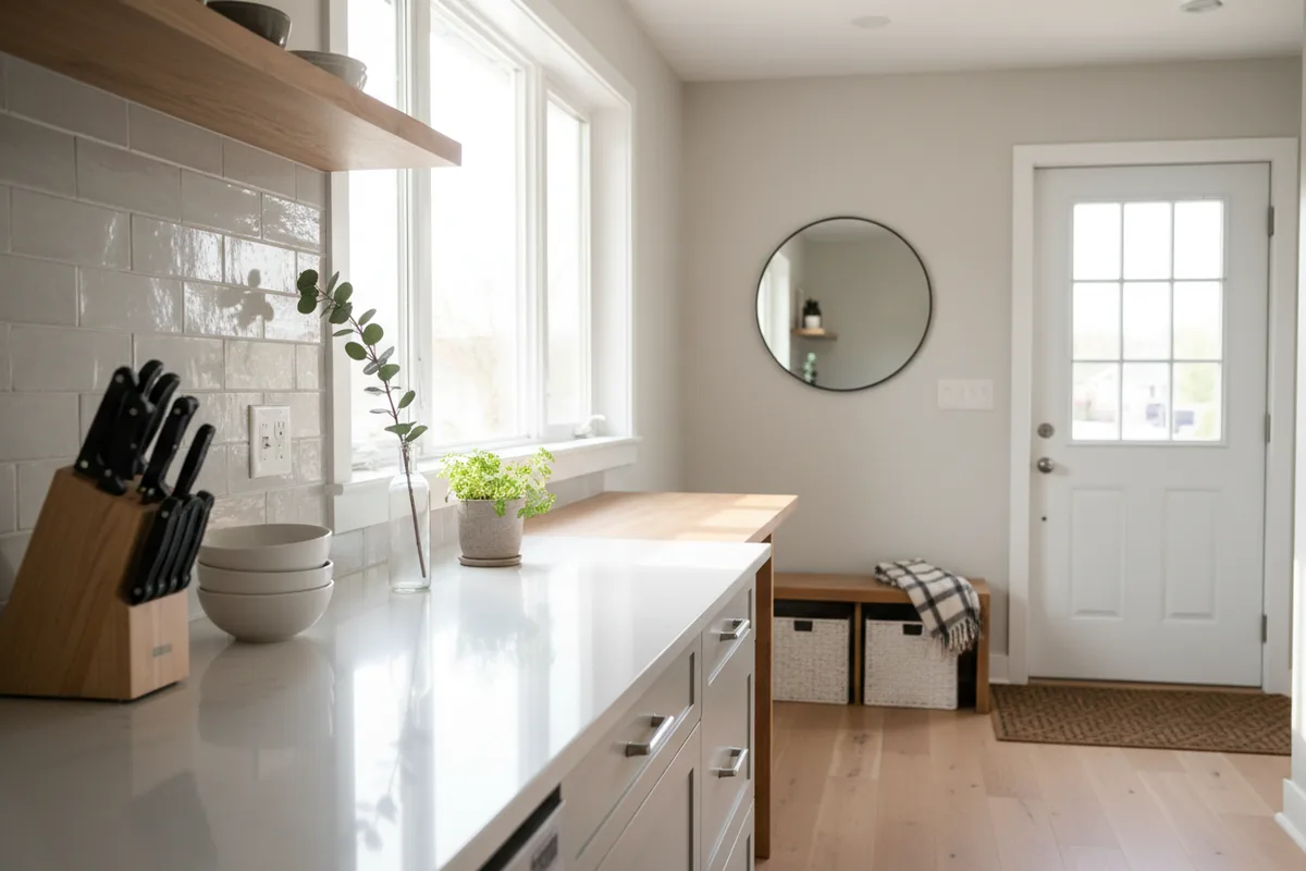 A clean tidy kitchen ready for a fresh organized week after a reset